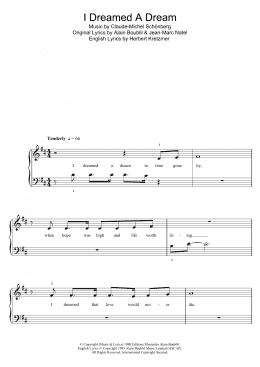 page one of I Dreamed A Dream (from Les Miserables) (5-Finger Piano)