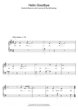 page one of Hello, Goodbye (5-Finger Piano)