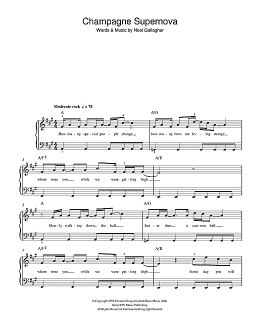 page one of Champagne Supernova (Beginner Piano (Abridged))