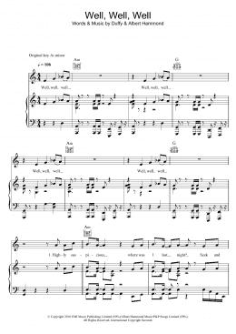page one of Well, Well, Well (Piano, Vocal & Guitar Chords)