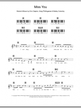 page one of Miss You (Piano Chords/Lyrics)