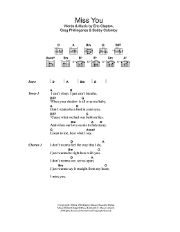 page one of Miss You (Guitar Chords/Lyrics)