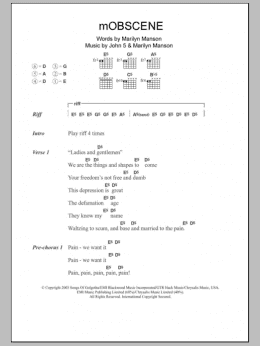 page one of mOBSCENE (Guitar Chords/Lyrics)