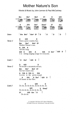 page one of Mother Nature's Son (Guitar Chords/Lyrics)