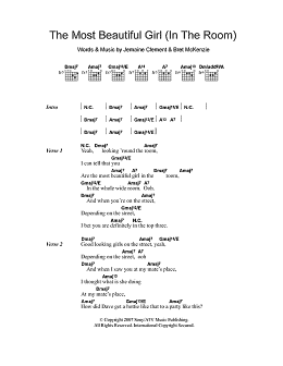 page one of The Most Beautiful Girl (In The Room) (Guitar Chords/Lyrics)