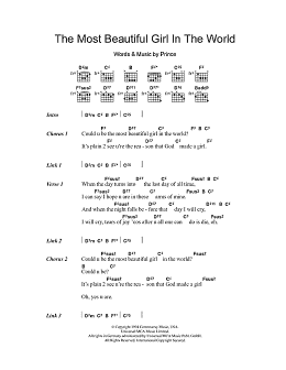 page one of The Most Beautiful Girl In The World (Guitar Chords/Lyrics)