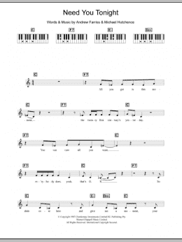 page one of Need You Tonight (Piano Chords/Lyrics)