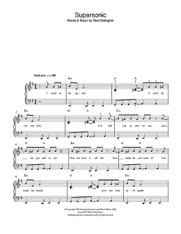 page one of Supersonic (Beginner Piano)