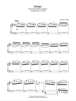 page one of Winter from The Four Seasons (Third movement: Allegro) (Piano Solo)