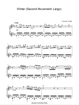 page one of Winter from The Four Seasons (Second movement: Largo) (Piano Solo)