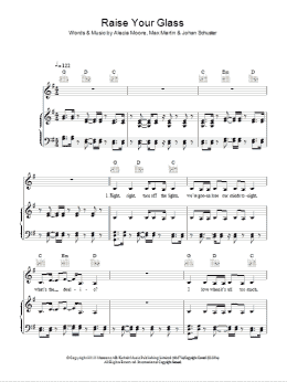 page one of Raise Your Glass (Piano, Vocal & Guitar Chords)