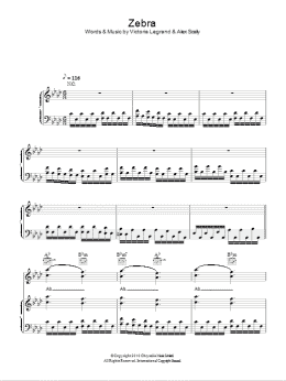page one of Zebra (Piano, Vocal & Guitar Chords)