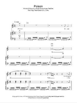 page one of Poison (Piano, Vocal & Guitar Chords)