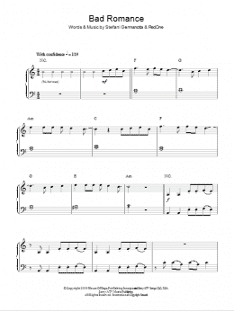 page one of Bad Romance (Easy Piano)