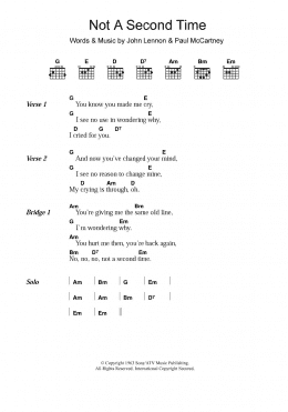 page one of Not A Second Time (Guitar Chords/Lyrics)