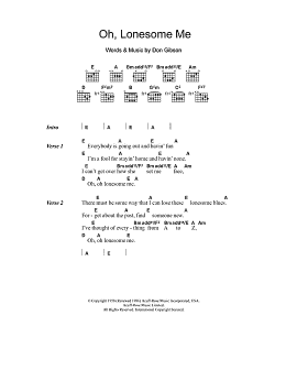 page one of Oh, Lonesome Me (Guitar Chords/Lyrics)