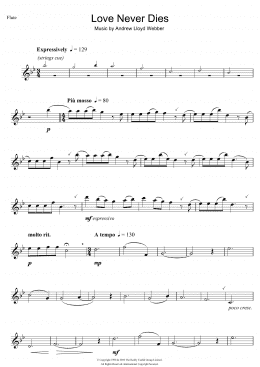 page one of Love Never Dies (Flute Solo)