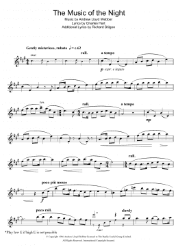 page one of The Music Of The Night (from The Phantom Of The Opera) (Alto Sax Solo)
