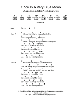 page one of Once In A Very Blue Moon (Guitar Chords/Lyrics)