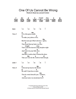 page one of One Of Us Cannot Be Wrong (Guitar Chords/Lyrics)