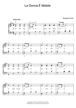 page one of La Donna E Mobile (Beginner Piano)