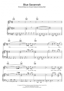 page one of Blue Savannah (Piano, Vocal & Guitar Chords)