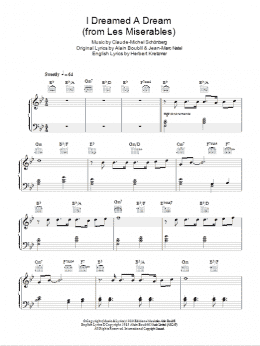 page one of I Dreamed A Dream (from Les Miserables) (Easy Piano)