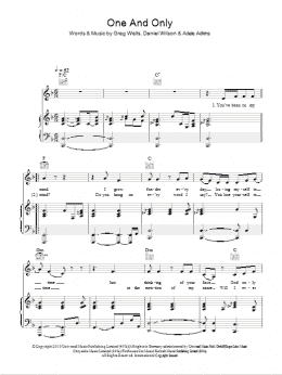 page one of One And Only (Piano, Vocal & Guitar Chords)