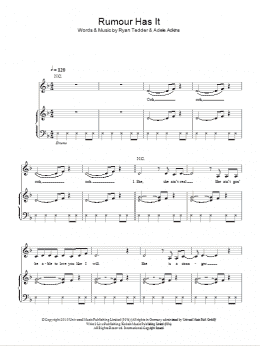 page one of Rumour Has It (Piano, Vocal & Guitar Chords)