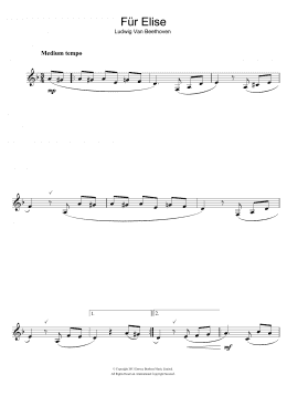 page one of Fur Elise (Clarinet Solo)