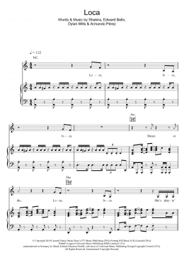 page one of Loca (featuring Dizzee Rascal) (Piano, Vocal & Guitar Chords)