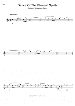 page one of Dance Of The Blessed Spirits (from Orfeo ed Euridice) (Flute Solo)