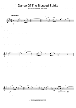 page one of Dance Of The Blessed Spirits (from Orfeo ed Euridice) (Alto Sax Solo)