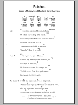 page one of Patches (Guitar Chords/Lyrics)