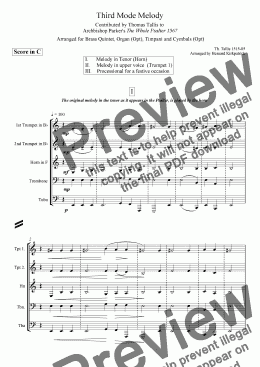 page one of Tallis Processional -Third Mode Melody -Download Sheet Music (Brass Quintet) +Opt. Organ & Perc