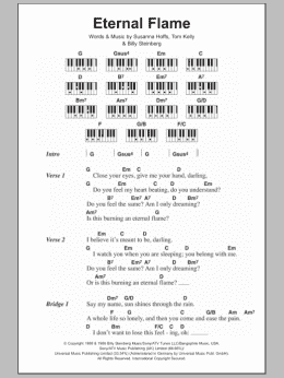 page one of Eternal Flame (Piano Chords/Lyrics)