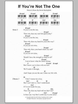 page one of If You're Not The One (Piano Chords/Lyrics)