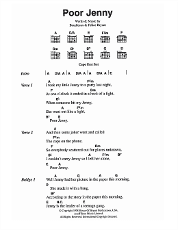 page one of Poor Jenny (Guitar Chords/Lyrics)