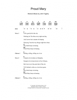 page one of Proud Mary (Guitar Chords/Lyrics)