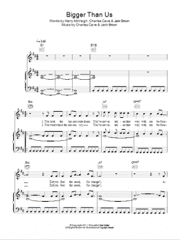 page one of Bigger Than Us (Piano, Vocal & Guitar Chords)