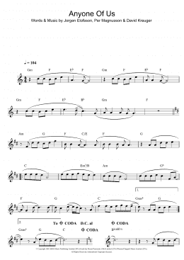 page one of Anyone Of Us (Stupid Mistake) (Clarinet Solo)