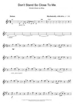 page one of Don't Stand So Close To Me (Alto Sax Solo)