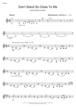 page one of Don't Stand So Close To Me (Clarinet Solo)