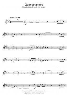 page one of Guantanamera (Clarinet Solo)