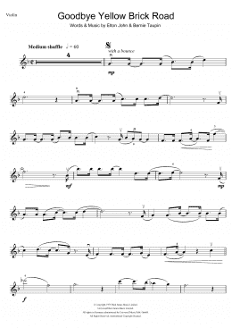 page one of Goodbye Yellow Brick Road (Violin Solo)