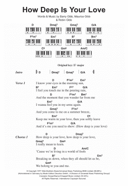 How Deep Is Your Love (Lead sheet with lyrics ) Sheet music for Piano  (Solo) Easy