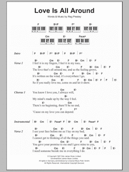 page one of Love Is All Around (Piano Chords/Lyrics)