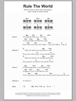 page one of Rule The World (Piano Chords/Lyrics)