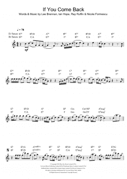 page one of If You Come Back (Alto Sax Solo)