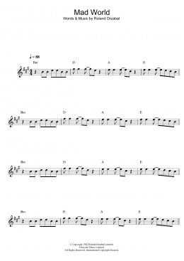 page one of Mad World (from Donnie Darko) (Clarinet Solo)